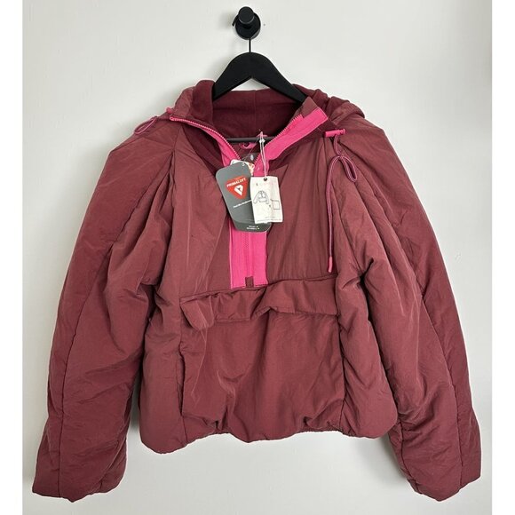 FREE PEOPLE Movement In a Pillow Packable Puffer Pullover in Sour Cherry XS NWT - Picture 5 of 13
